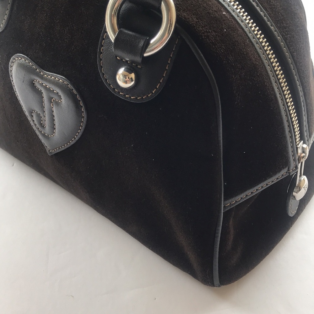 Rare Vintage Juicy Couture OG Bowler Bag Purse Velour Brown Charm Love P&G Y2k - Picture 5 of 17